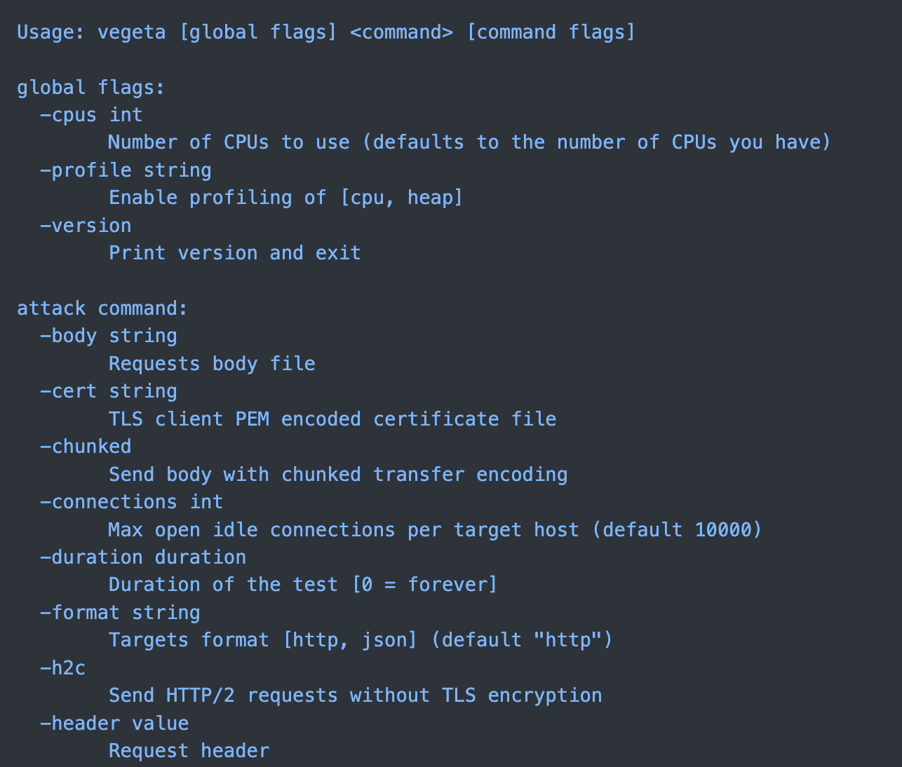 vegeta options